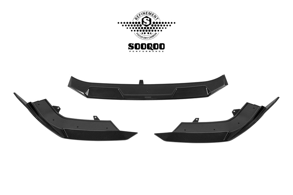 Audi RS3 (8Y) LCI SOOQOO Front Bumper Spoiler Lip (3pc) - Dry Carbon