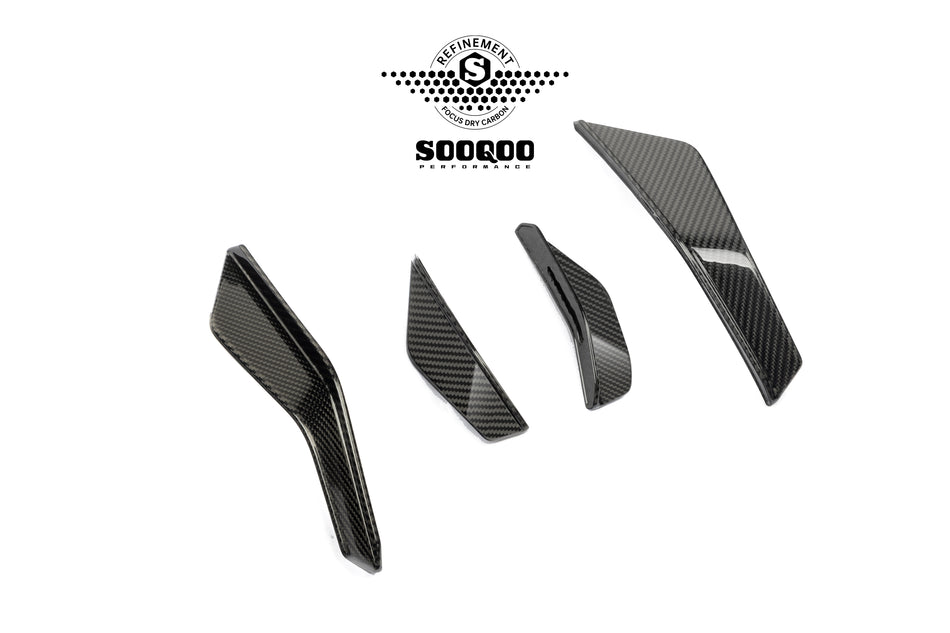 Audi RS3 (8Y) SOOQOO Front Bumper Canard Set (4pcs) - Dry Carbon