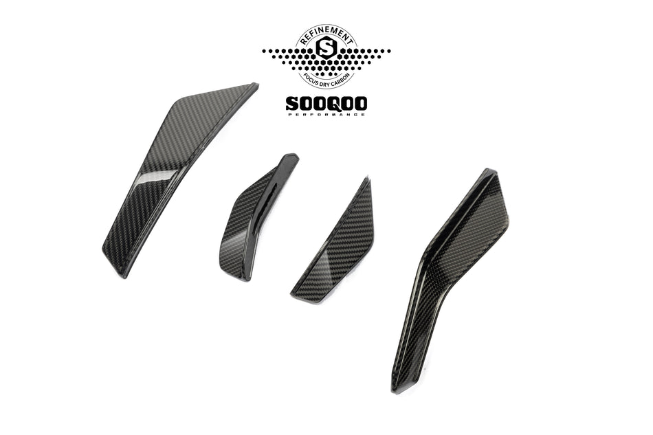 Audi RS3 (8Y) SOOQOO Front Bumper Canard Set (4pcs) - Dry Carbon