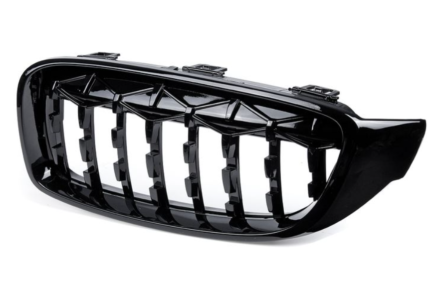 BMW 4 Series (F32) Diamond Style Front Bumper Grille - Gloss Black