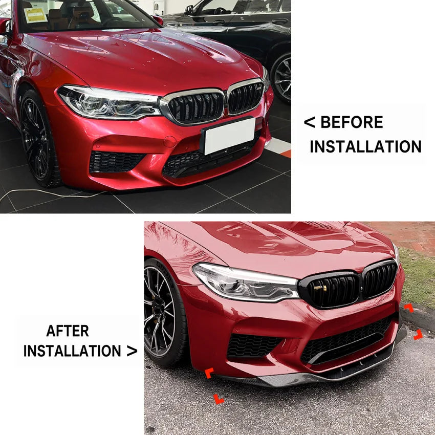 BMW M5 (F90) Pre-LCI Front Bumper Spoiler Lip - Gloss Black / Carbon Look