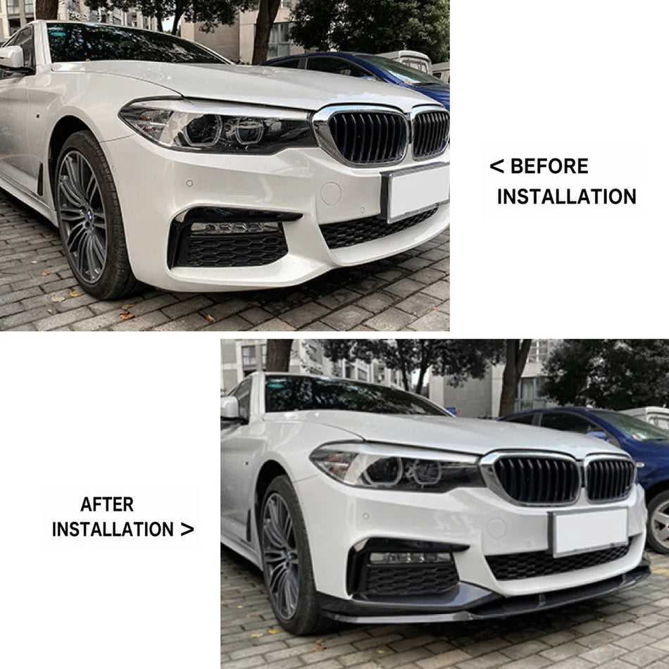 BMW 5 Series (G30) Pre-LCI M Sport Front Spoiler Lip - Gloss Black / Carbon Look