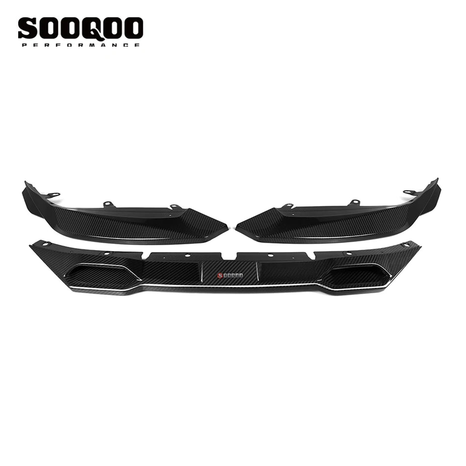 BMW M2 (G87) SOOQOO V1 Front Bumper Spoiler Lip (3pc) - Dry Carbon
