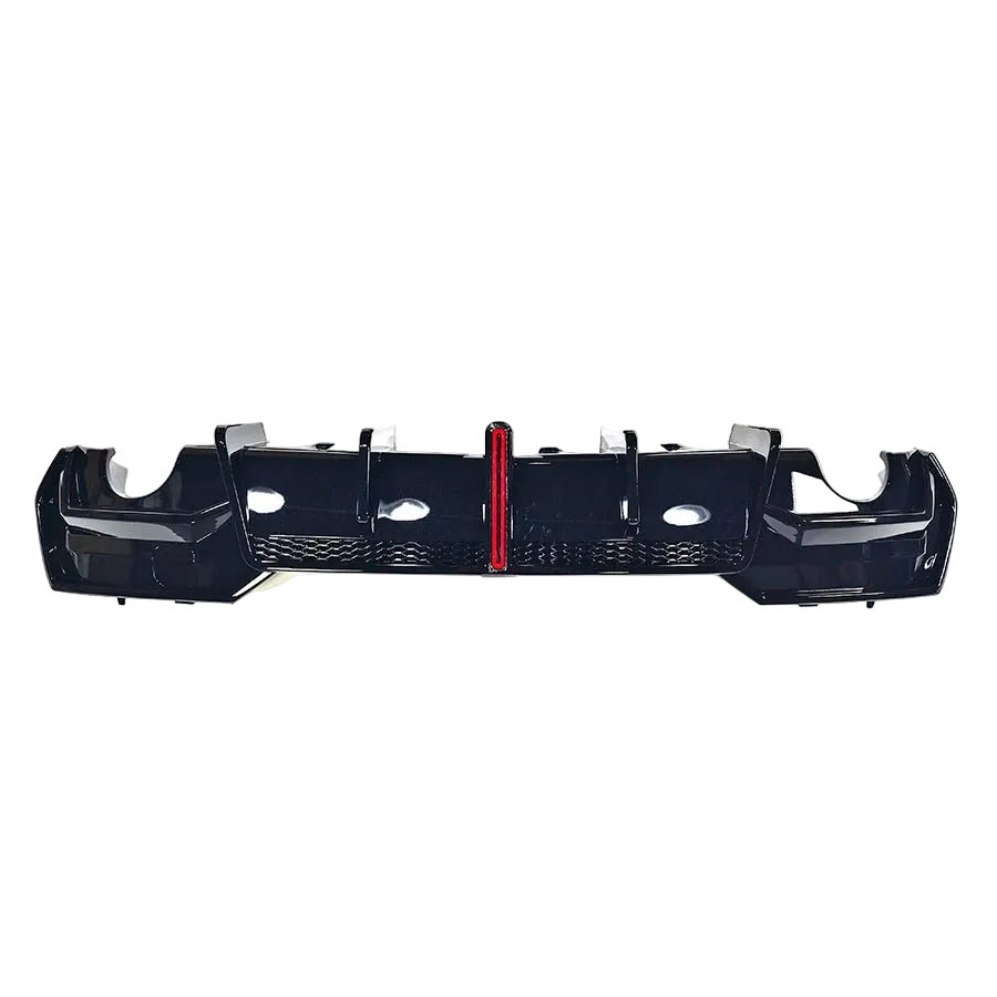 BMW 4 Series (G22)Custom Rear Bumper Diffuser W/ LED F1 Light - Gloss Black