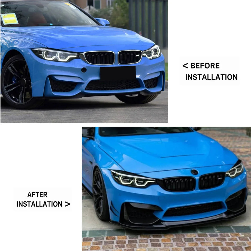 BMW M Series (F8X) M3 M4 ABS Front Bumper Spoiler Lip - Gloss Black / Carbon Look