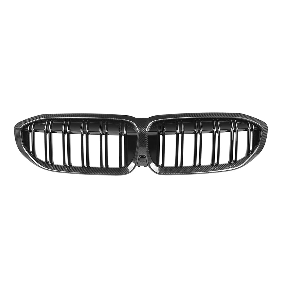BMW 3 Series (G20) Pre-Facelift Dual Slat Front Grille Set - Dry Carbon