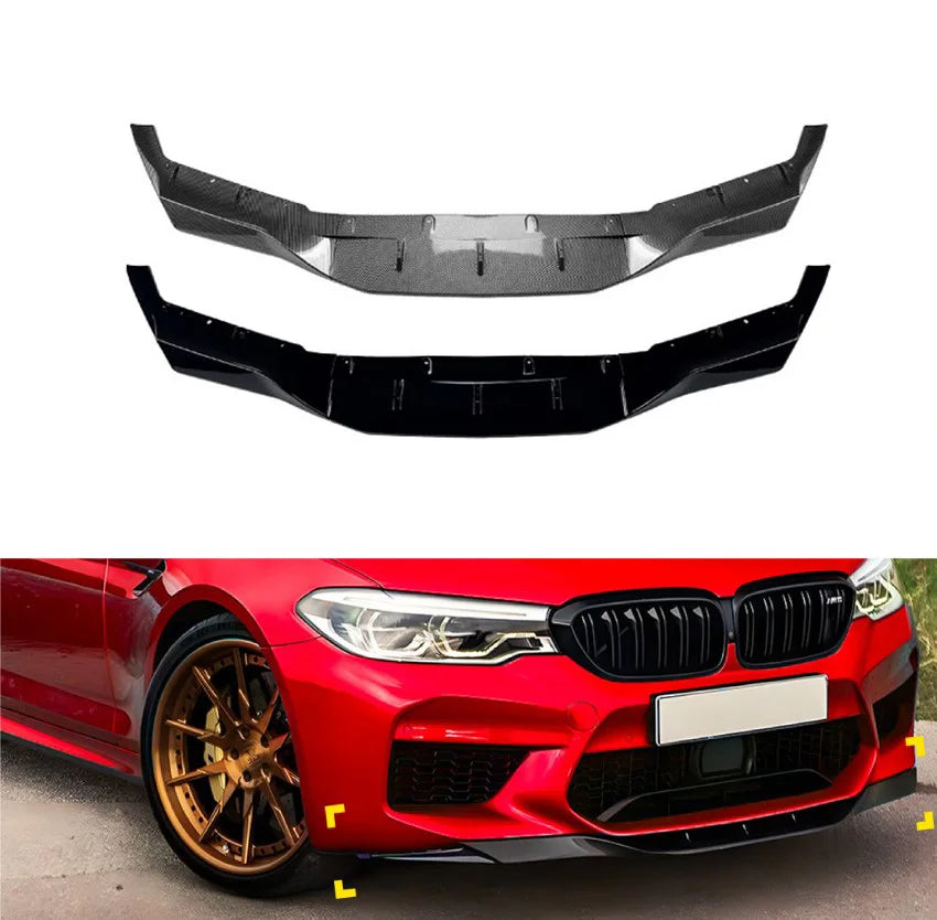 BMW M5 (F90) Pre-LCI Front Bumper Spoiler Lip - Gloss Black / Carbon Look