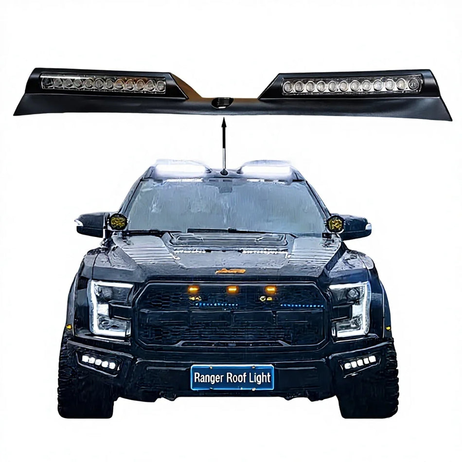 Ford Ranger Front Top LED Roof Light Spoiler - Gloss Black
