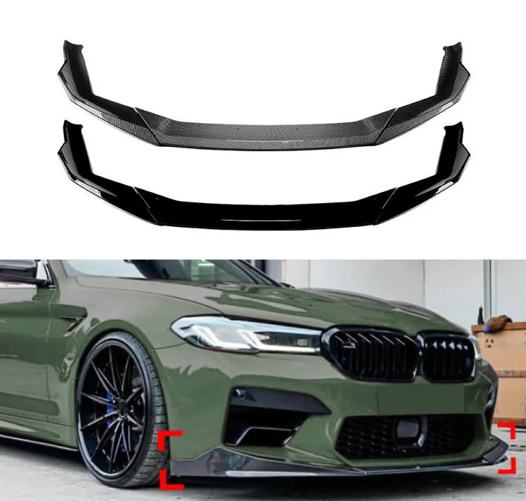 BMW M5 (F90) LCI Front Bumper Spoiler Lip - Gloss Black / Carbon Look