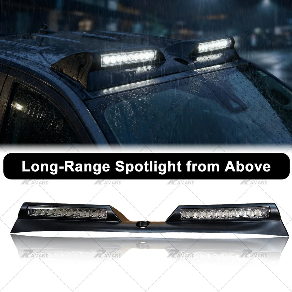 Ford Ranger Front Top LED Roof Light Spoiler - Gloss Black