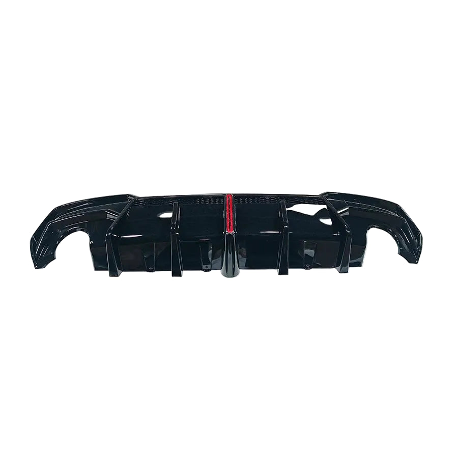 BMW 4 Series (G22)Custom Rear Bumper Diffuser W/ LED F1 Light - Gloss Black