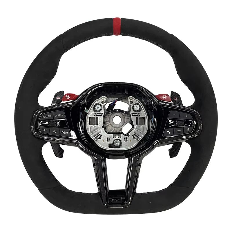 BMW G Series M Sport Plug and Play Custom Steering Wheel - Faux Suede Carbon Fiber