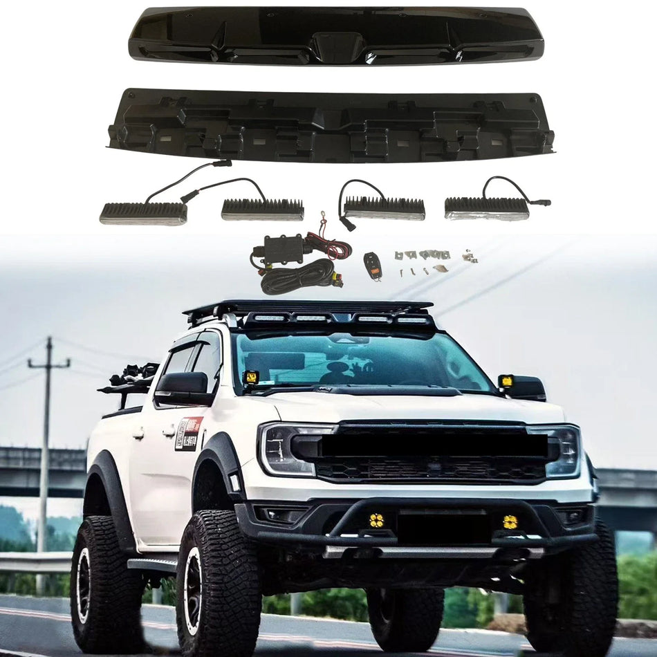 Ford Ranger (T9) LED Light Top Roof Spoiler - Gloss Black