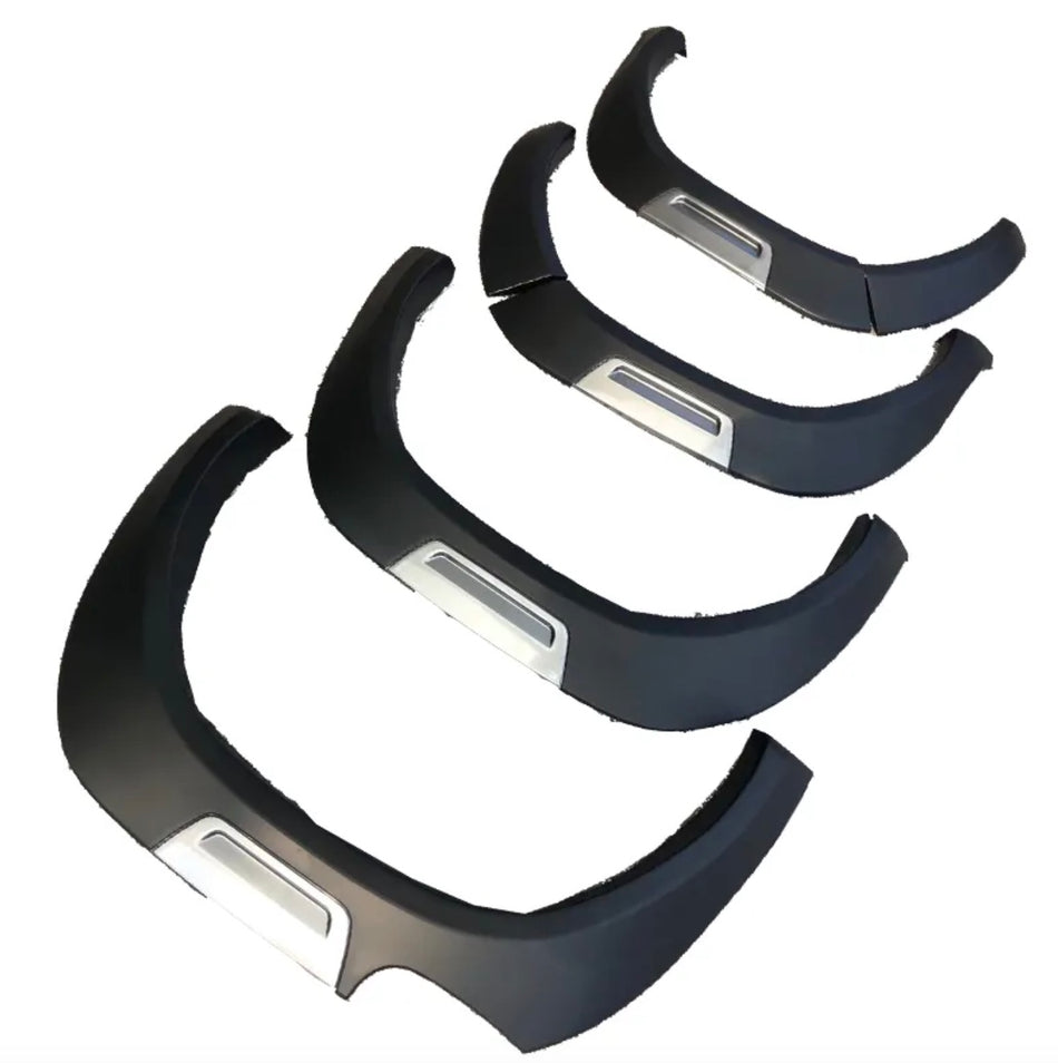 Toyota Hilux Legend Style Wheel Arch Set - Matt Black with Silver Edge