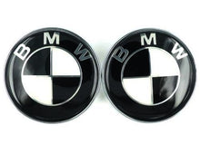 Load image into Gallery viewer, BMW Black &amp; White Style Bonnet, Boot, Wheel Center Caps &amp; Steering Wheel Emblem Kit - 7pcs