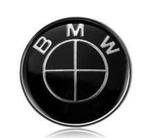 Load image into Gallery viewer, BMW Full Black Style Bonnet, Boot, Wheel Center Caps &amp; Steering Wheel Emblem Kit - 7pcs