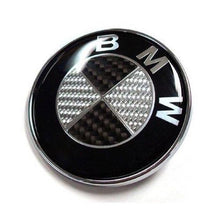 Load image into Gallery viewer, BMW Carbon Style Bonnet, Boot, Wheel Center Caps &amp; Steering Wheel Emblem Kit - 7pcs
