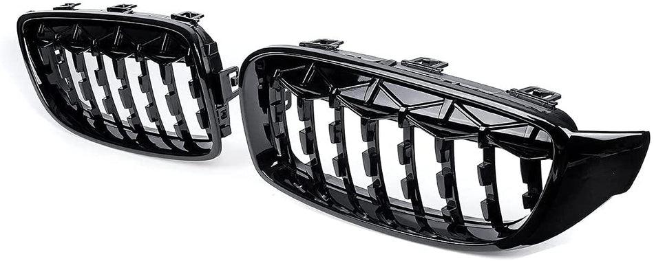 BMW 4 Series (F32) Diamond Style Front Bumper Grille - Gloss Black