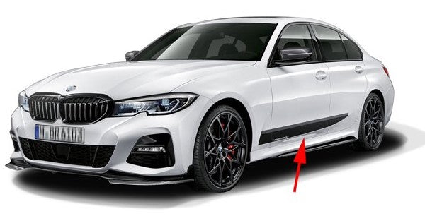 BMW 3 Series (G20) M Performance Side Skirt Stripe Decal Set - Black/Silver