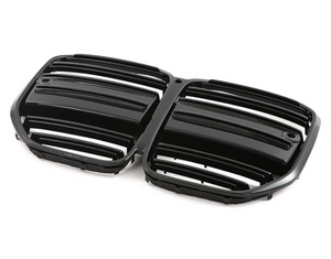 BMW 4 Series (G22) M4 Style Dual Slat Front Bumper Grille - Gloss Black