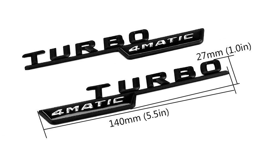 Mercedes A-Class (W176) Turbo 4MATIC Side Fender Badge Set - Gloss Black