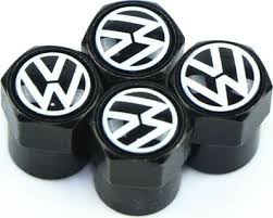 VW Tire Valve Dust Caps Black Auto M