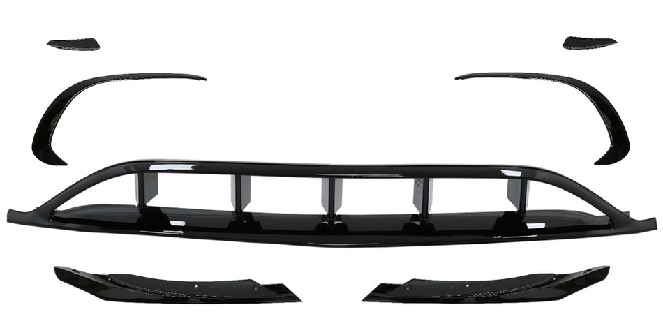 Mercedes A-Class (W176) A45 AMG Style Front Aero Canard Kit (8pcs) - Gloss Black